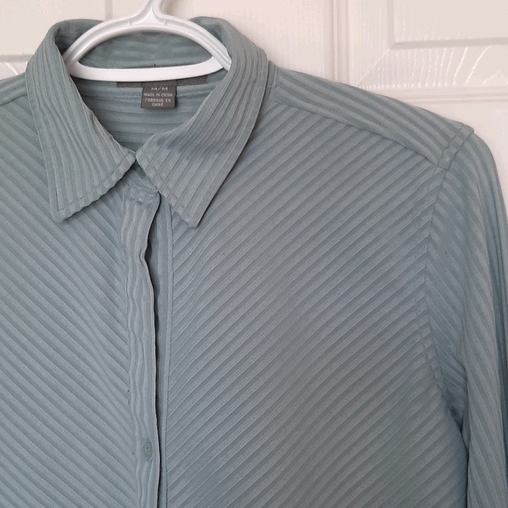 Ribbed button down blouse